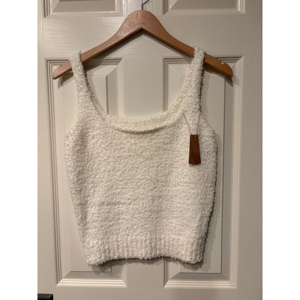 SKIMS NWT Cozy Knit Tank Top Size L / XL Off White Fuzzy Loungewear Clean Girl